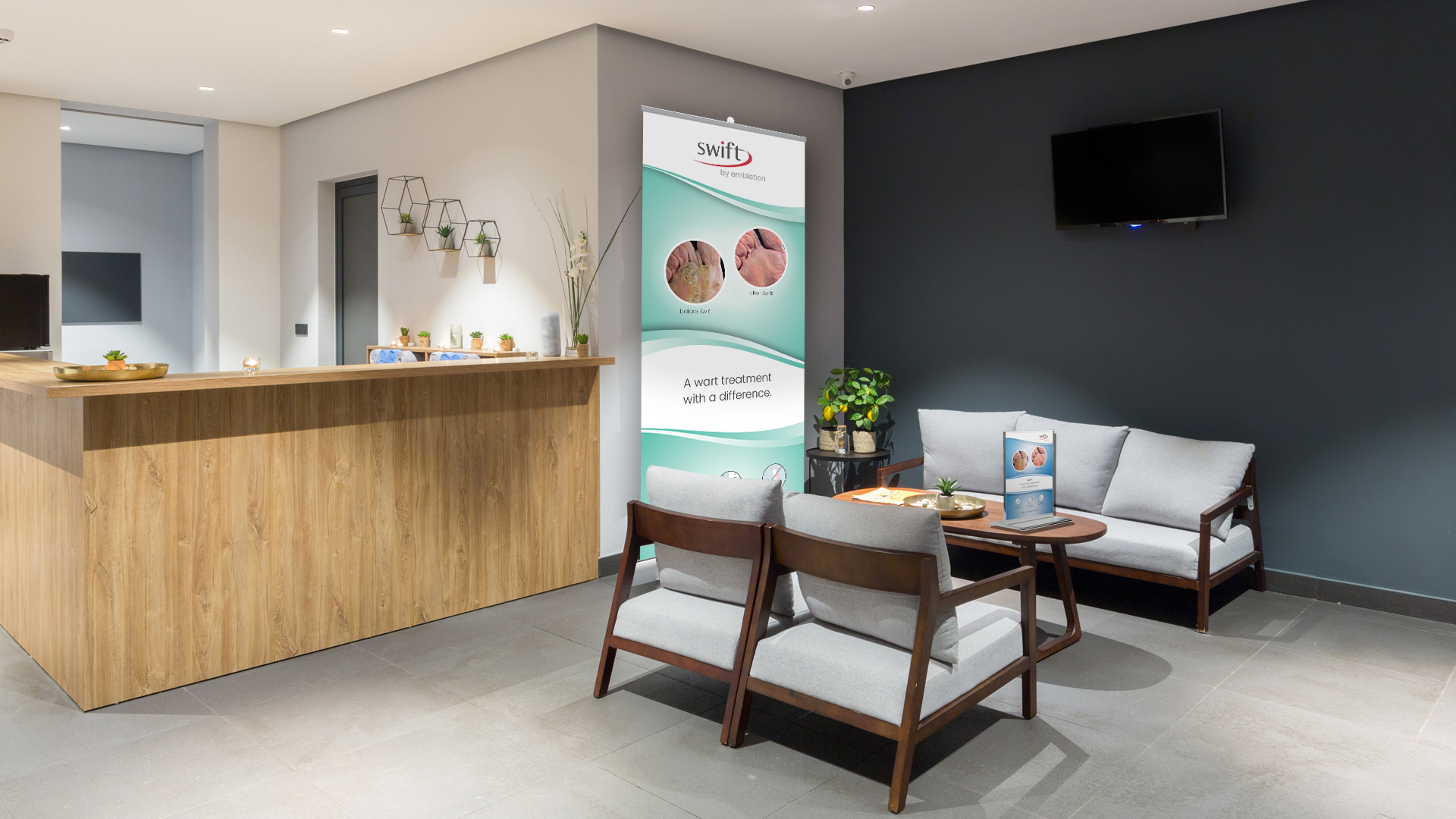 Swift marketing materials positioned in-clinic